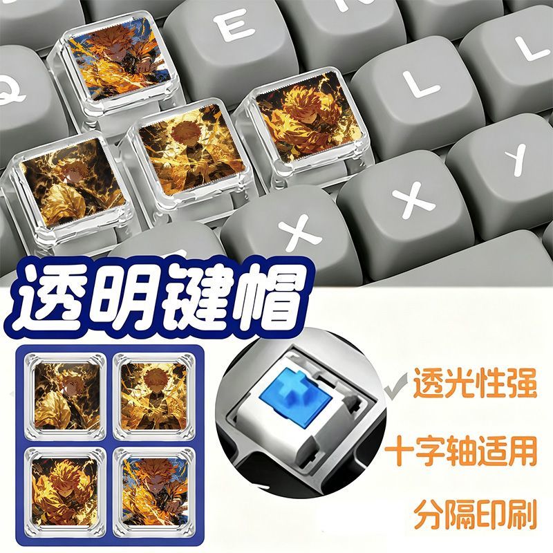 Custom Keycaps - Keycap Demon Slayer Zenitsu, keyboard mekanis