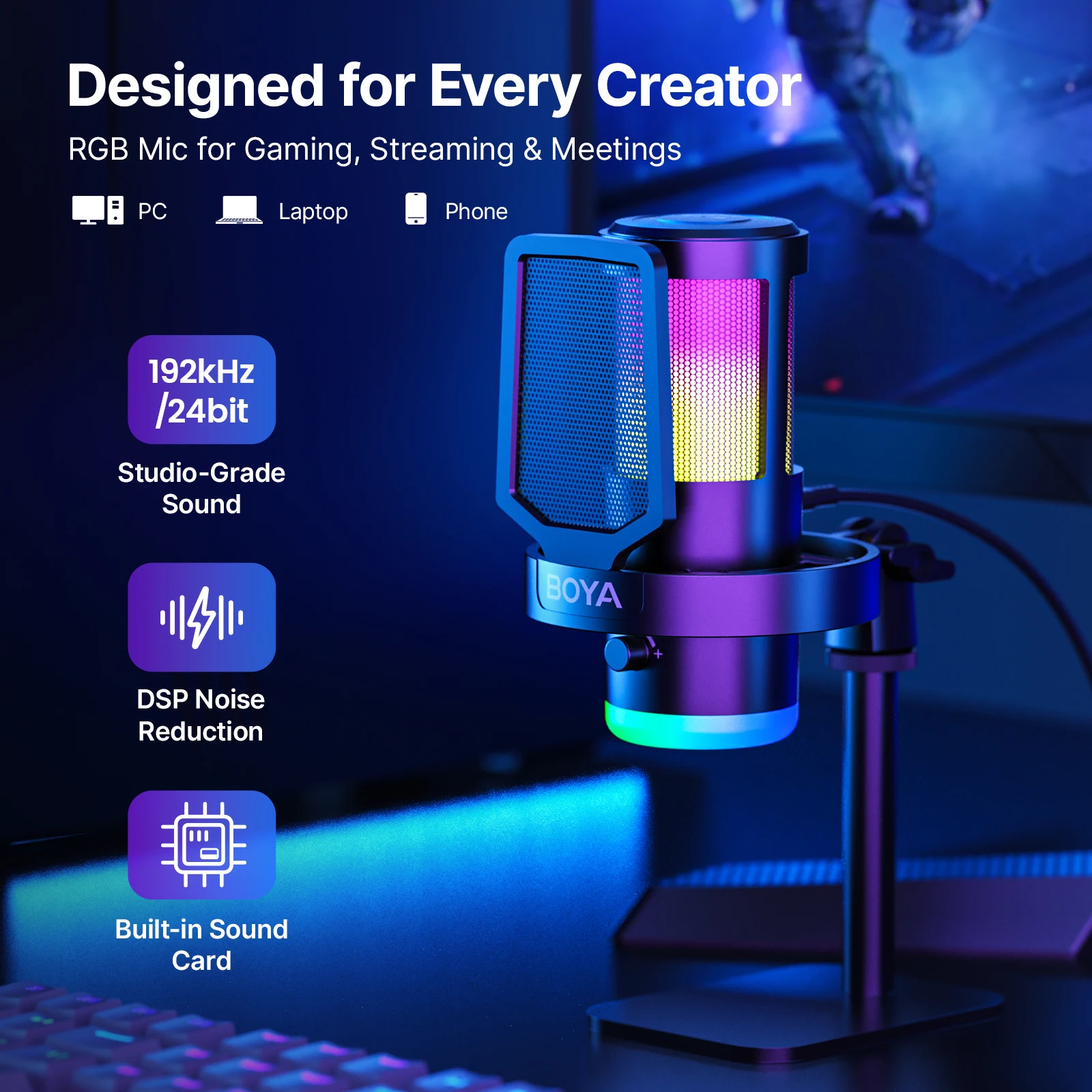 BOYA CastMic G30 USB RGB Gamin - Pc Gaming Live Streaming ulasan dan harga