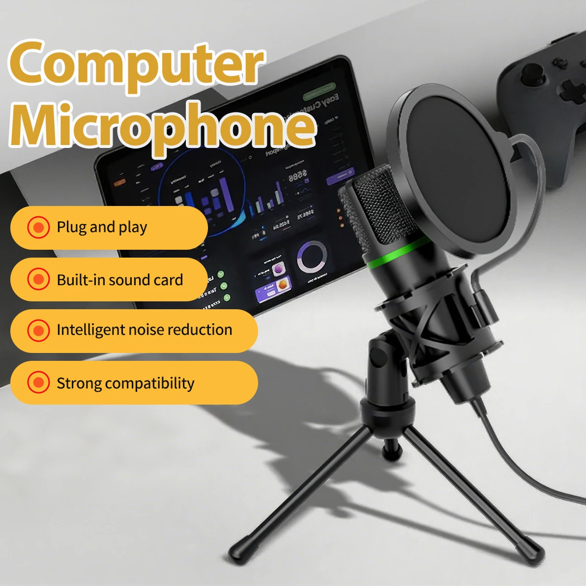 Mikrofon Kondensor USB Berkabe - Pc Gaming Live Streaming ulasan dan harga