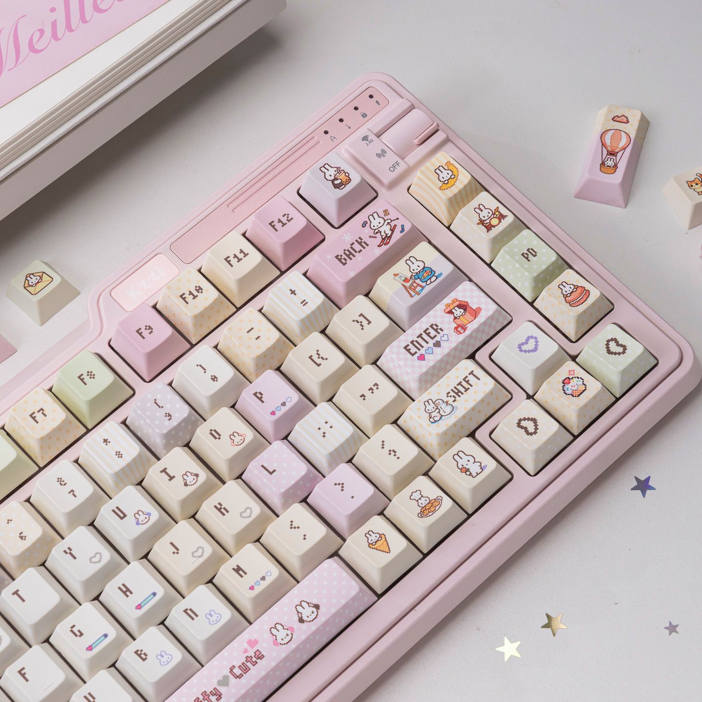 Pixel Miffy Keycaps Lucu PBT F - Custom Keycaps ulasan dan harga