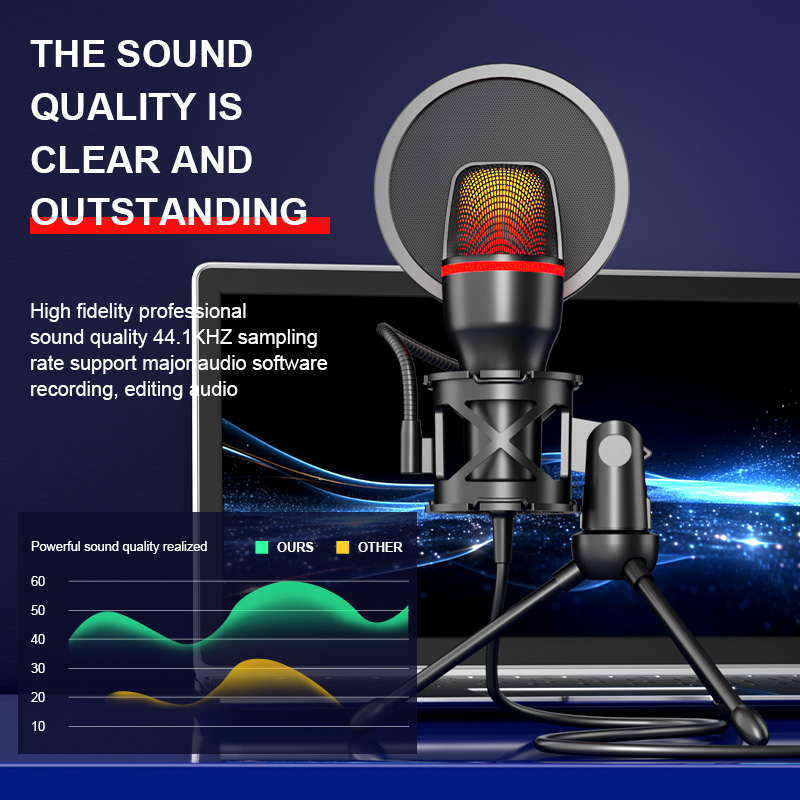 Mikrofon Kondensor Profesional - Pc Gaming Live Streaming ulasan dan harga